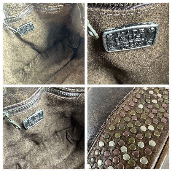 Genuine STREETS AHEAD vintage brown leather bucket bag with chain strap and stud - Picture 5 of 11